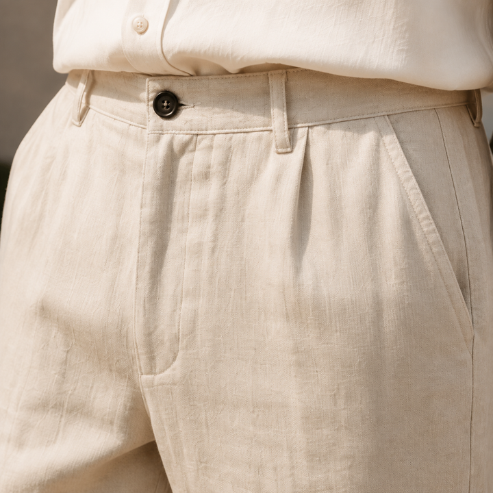 Men's Relaxed Tapered Trousers with Cuffed Hems