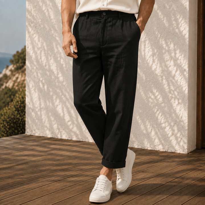 Men's Relaxed Tapered Trousers with Cuffed Hems
