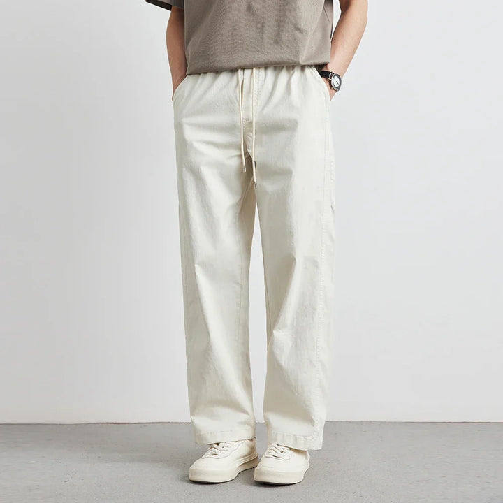 Men's Relaxed Tapered Trousers with Drawstring Waist