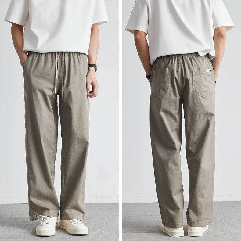 Men's Relaxed Tapered Trousers with Drawstring Waist