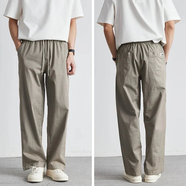 Men's Relaxed Tapered Trousers with Drawstring Waist
