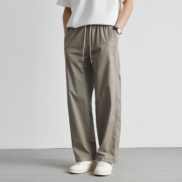 Men's Relaxed Tapered Trousers with Drawstring Waist