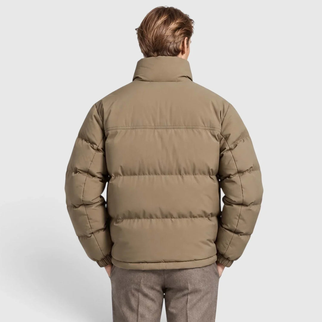 Men's Reversible Puffer Jacket with Fleece Stand Collar