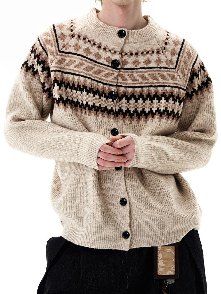 Men's Ribbed Button-Front Crew Neck Cardigan