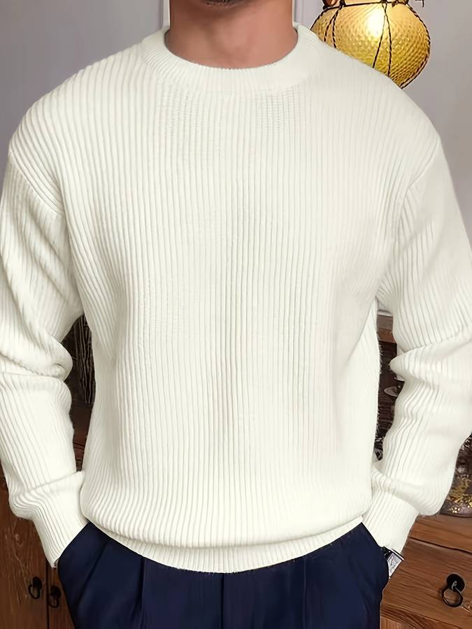 Men's Ribbed Crew Neck Jumper