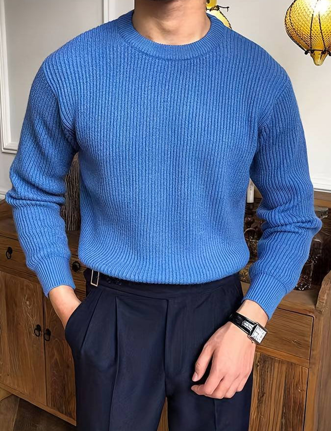 Men's Ribbed Crew Neck Jumper
