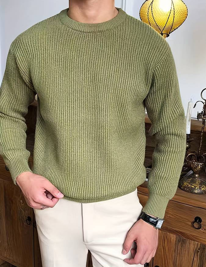 Men's Ribbed Crew Neck Jumper