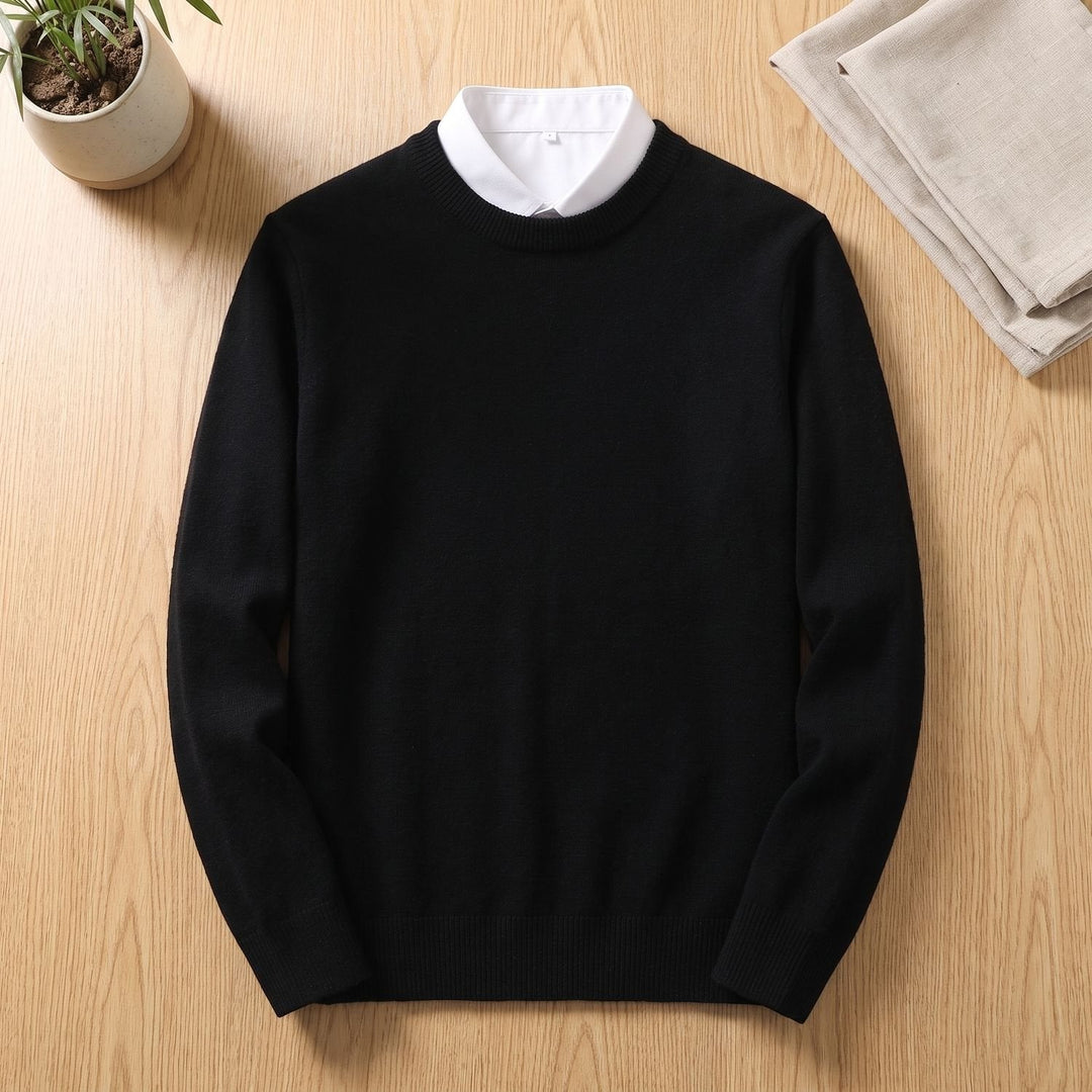 Men's Ribbed Crew-Neck Knit Sweater