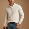 Men's Ribbed Funnel Neck Half-Zip Jumper