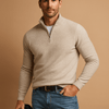 Men's Ribbed Funnel Neck Half-Zip Jumper