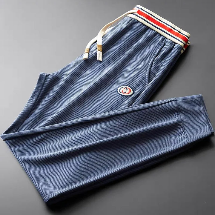 Men's Ribbed Joggers with Striped Waistband