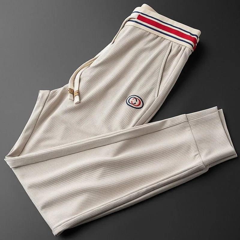 Men's Ribbed Joggers with Striped Waistband