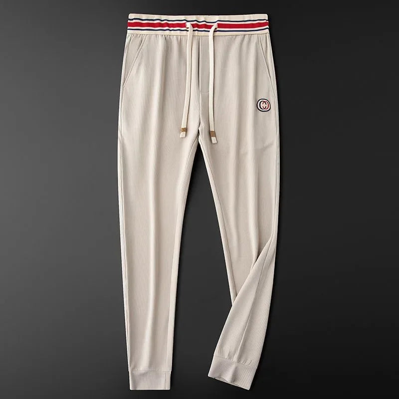 Men's Ribbed Joggers with Striped Waistband