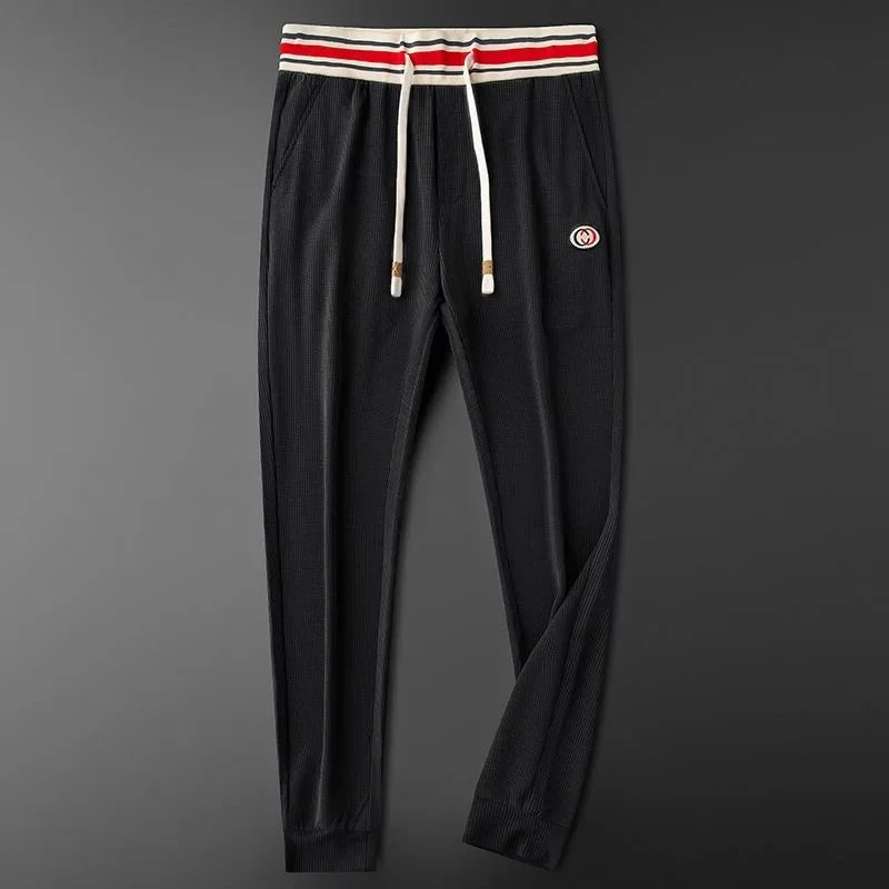 Men's Ribbed Joggers with Striped Waistband