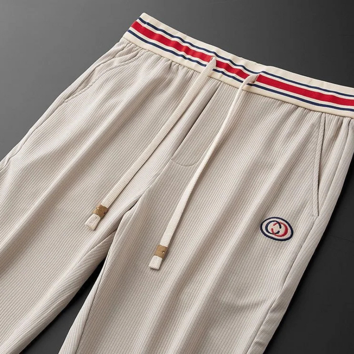 Men's Ribbed Joggers with Striped Waistband