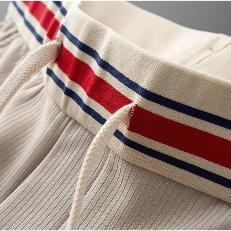 Men's Ribbed Joggers with Striped Waistband
