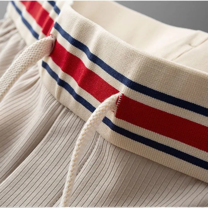 Men's Ribbed Joggers with Striped Waistband