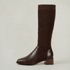 Women's Ribbed Knit Block Heel Knee-High Boots