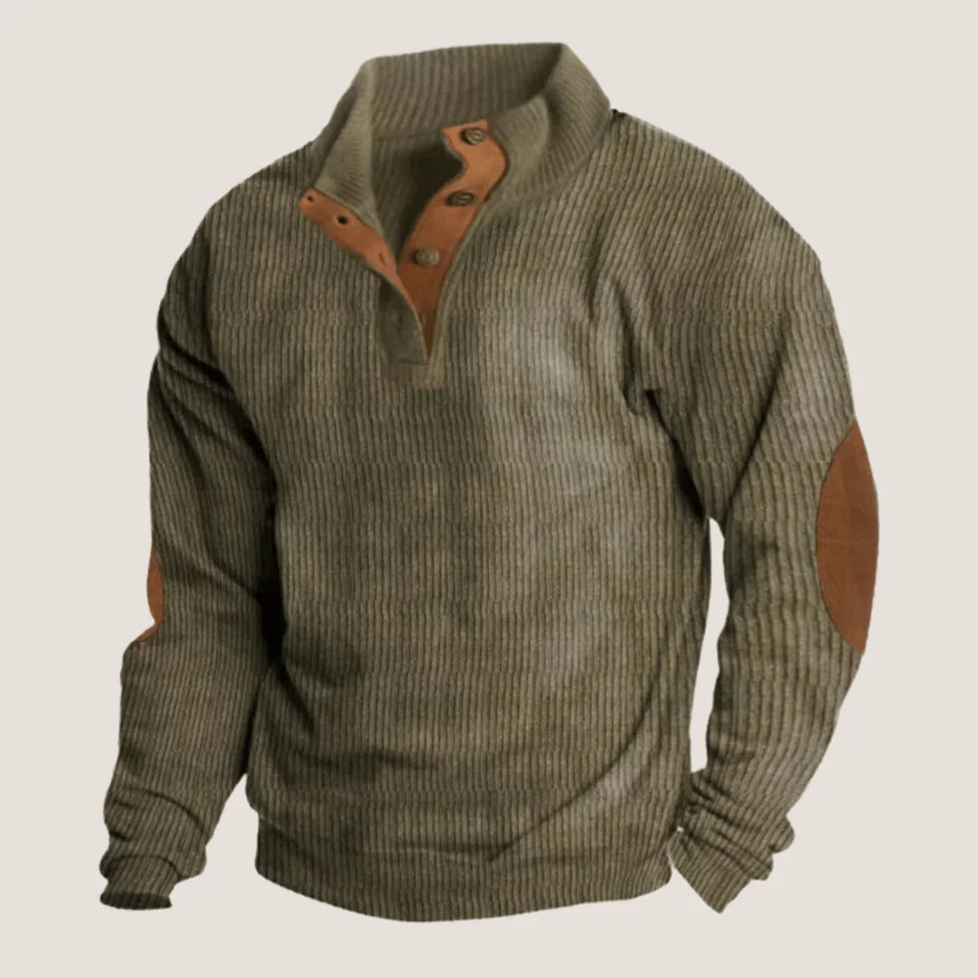 Men's Ribbed Knit Jumper with Elbow Patches
