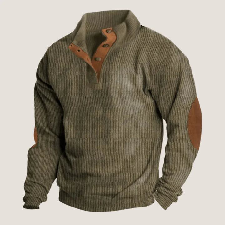 Men's Ribbed Knit Jumper with Elbow Patches