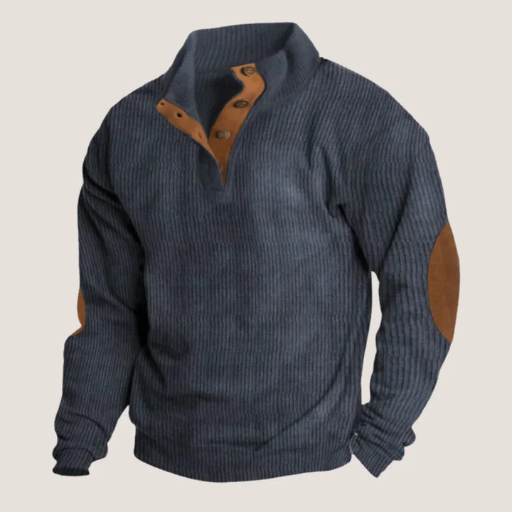 Men's Ribbed Knit Jumper with Elbow Patches