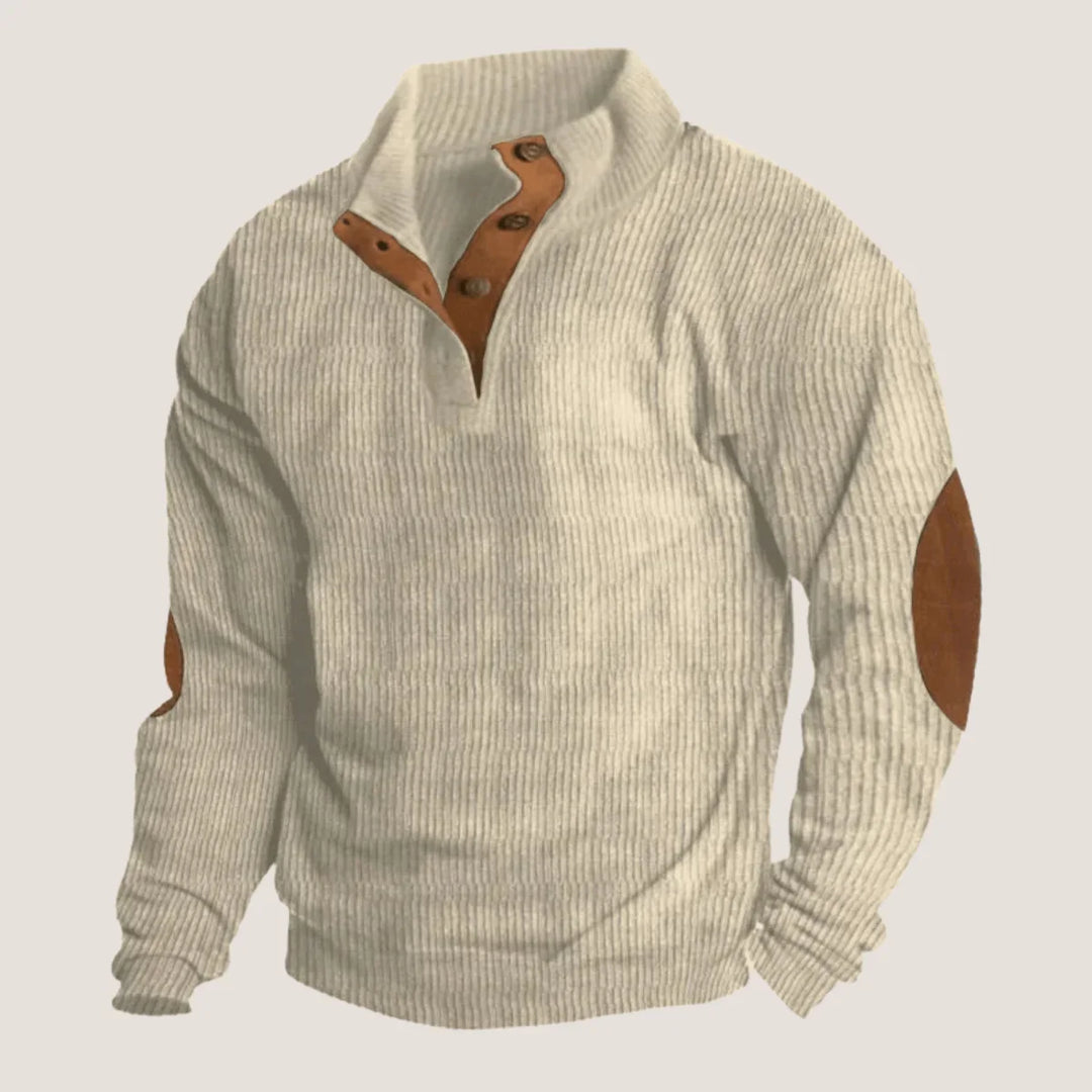 Men's Ribbed Knit Jumper with Elbow Patches