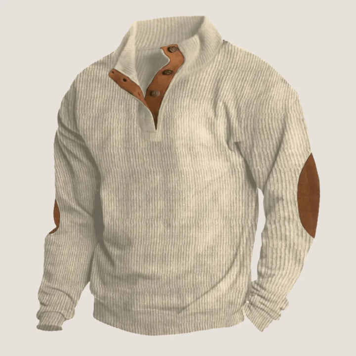 Men's Ribbed Knit Jumper with Elbow Patches