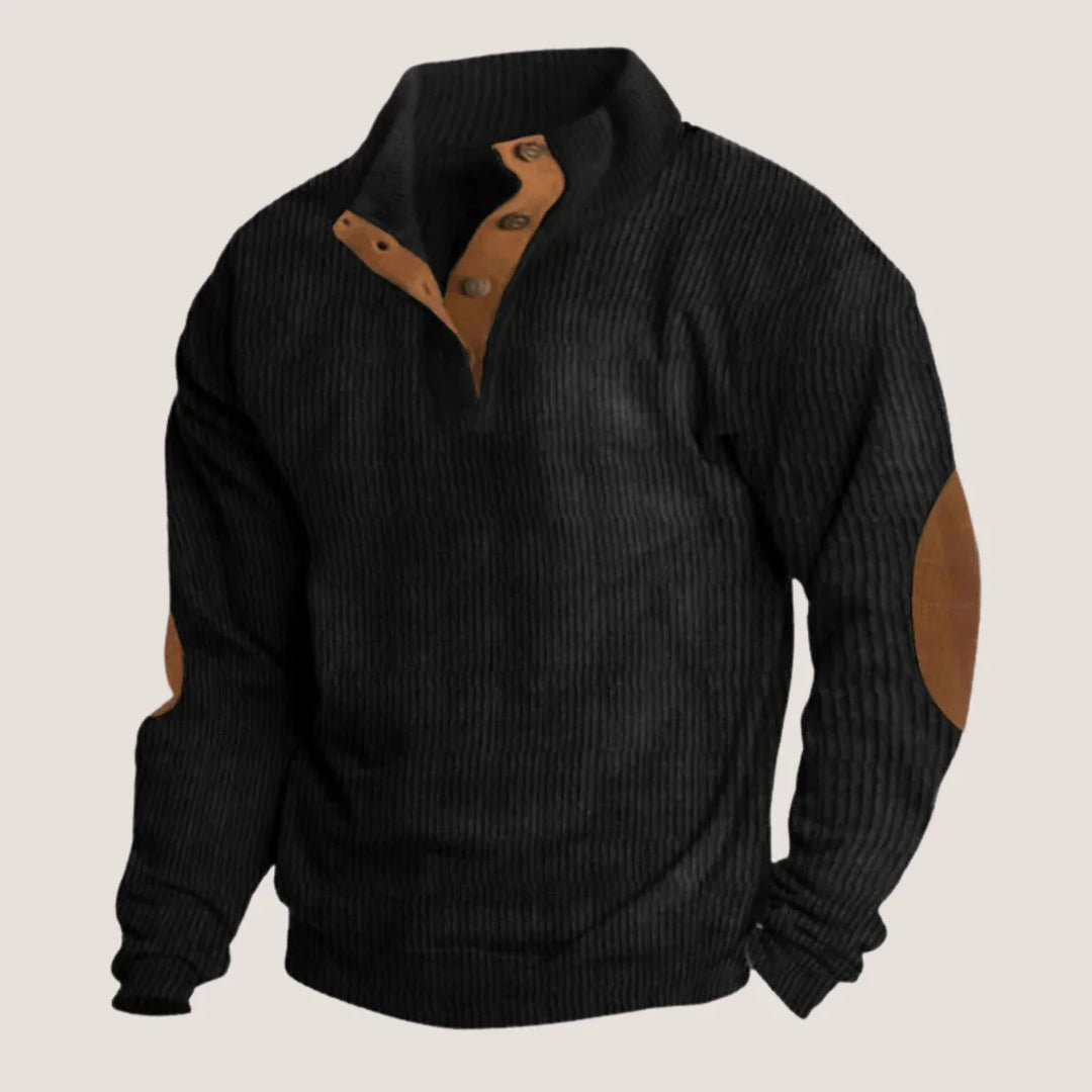 Men's Ribbed Knit Jumper with Elbow Patches