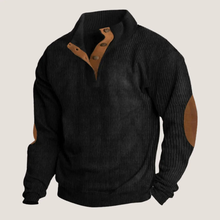 Men's Ribbed Knit Jumper with Elbow Patches