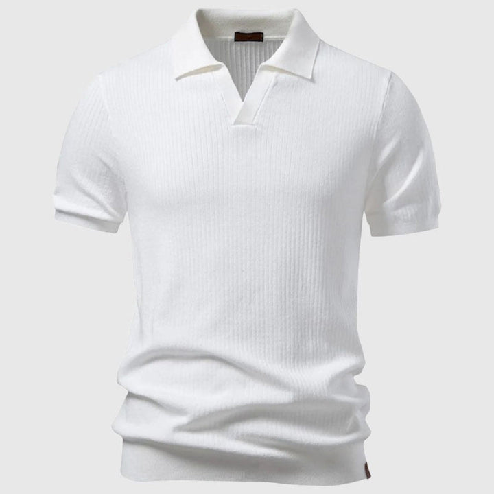 Men's Ribbed Knit Polo Shirt