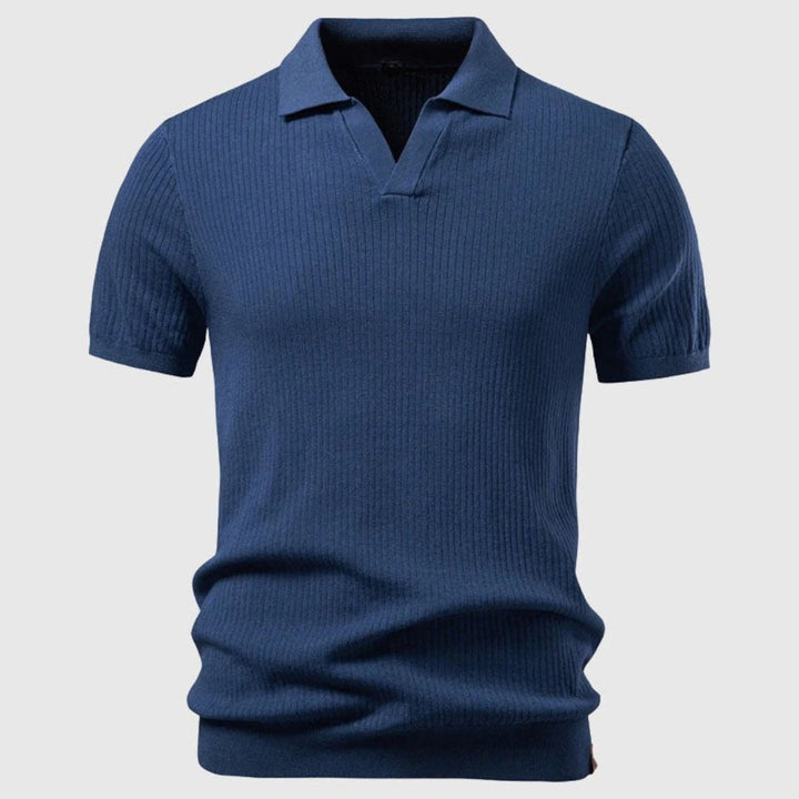 Men's Ribbed Knit Polo Shirt