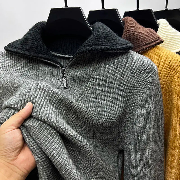 Men's Ribbed Quarter-Zip Jumper