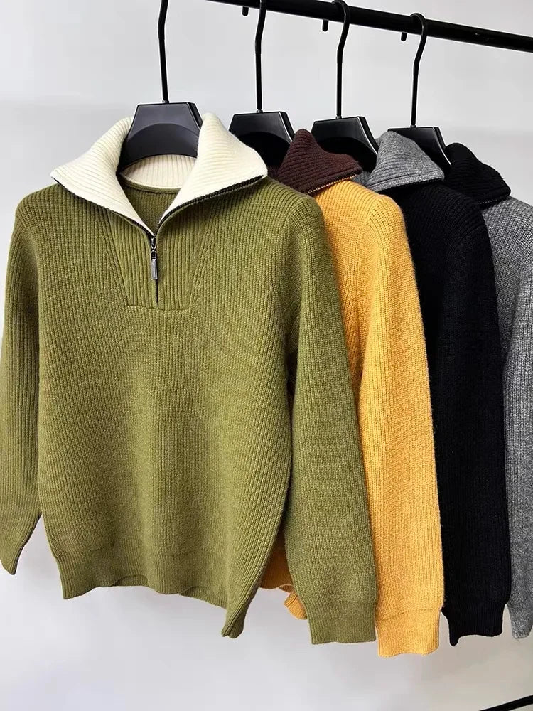 Men's Ribbed Quarter-Zip Jumper