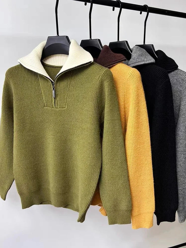 Men's Ribbed Quarter-Zip Jumper