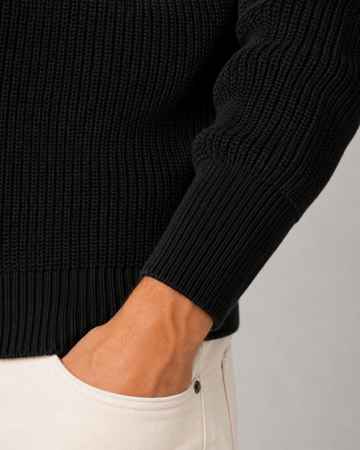 Men's Ribbed Quarter-Zip Mock Neck Sweater