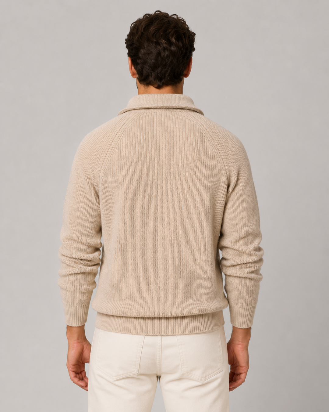 Men's Ribbed Quarter-Zip Mock Neck Sweater
