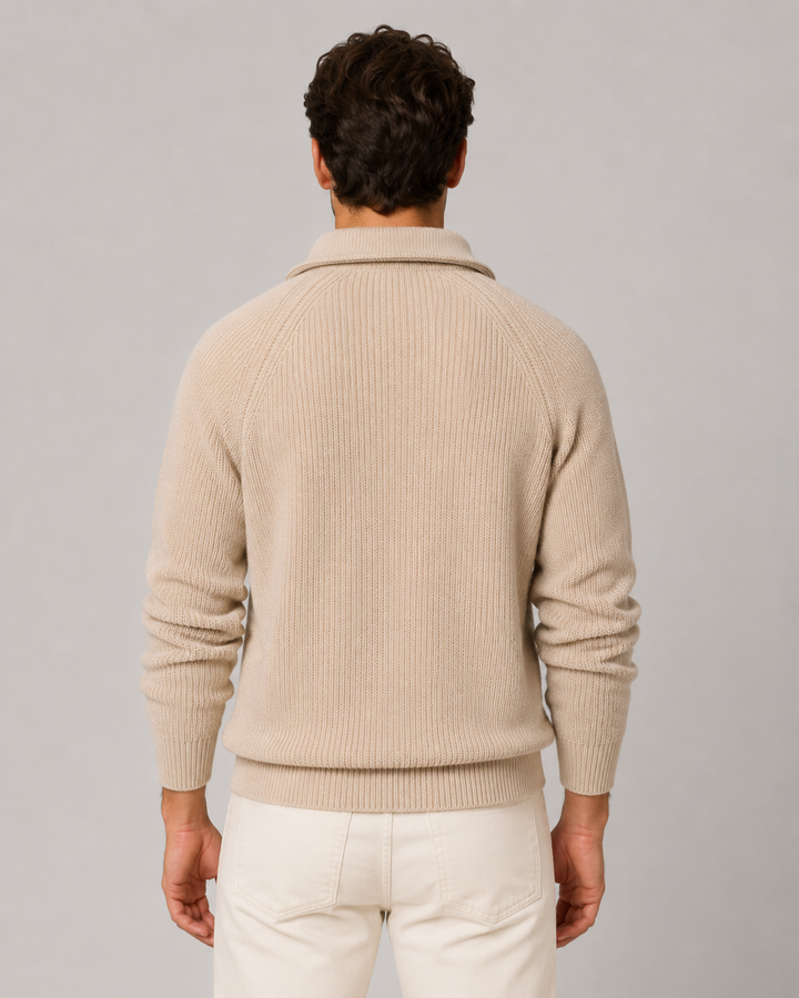 Men's Ribbed Quarter-Zip Mock Neck Sweater
