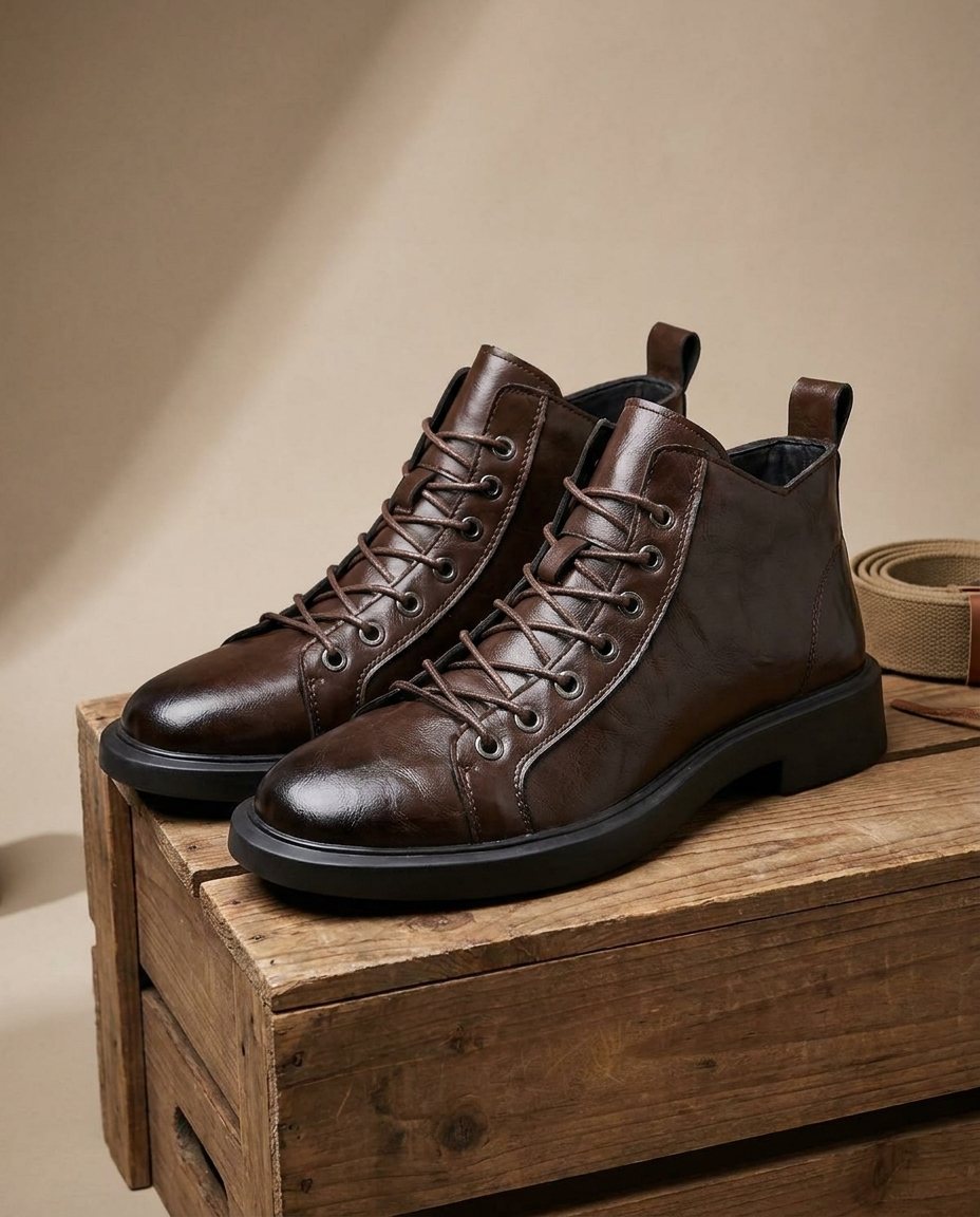 Men's Round-Toe Lace-Up Boots