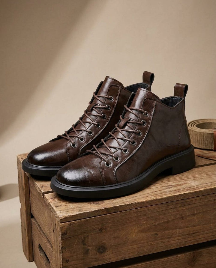 Men's Round-Toe Lace-Up Boots