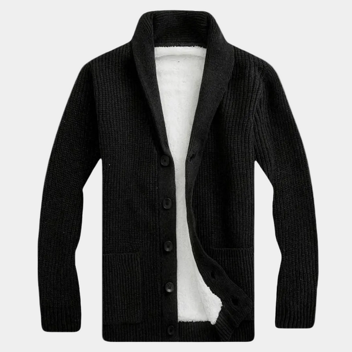 Men's Shawl Collar Button-Front Cardigan