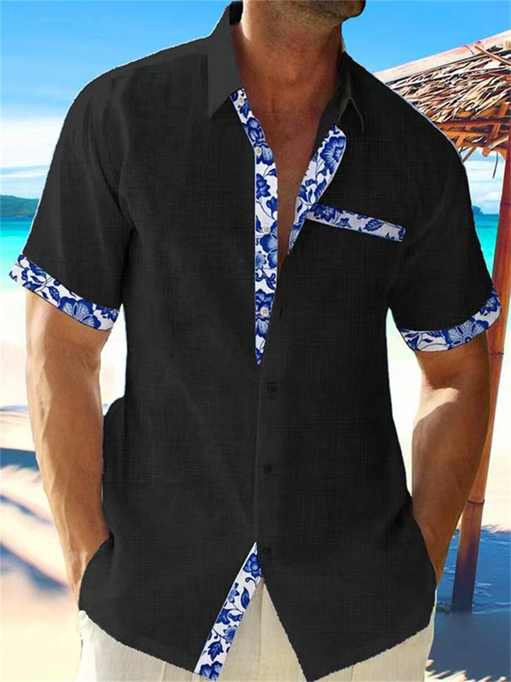 Men's Short-Sleeve Floral Trim Shirt