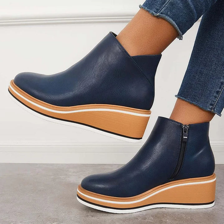 Women's Side-Zip Wedge Platform Ankle Boots