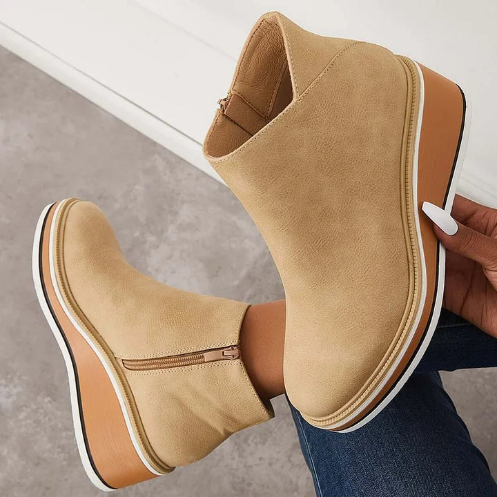 Women's Side-Zip Wedge Platform Ankle Boots