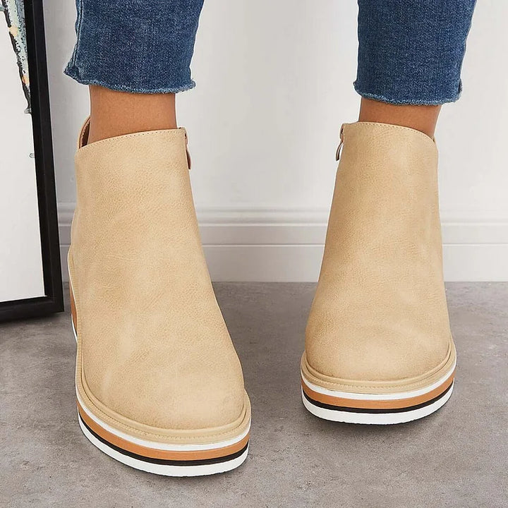 Women's Side-Zip Wedge Platform Ankle Boots