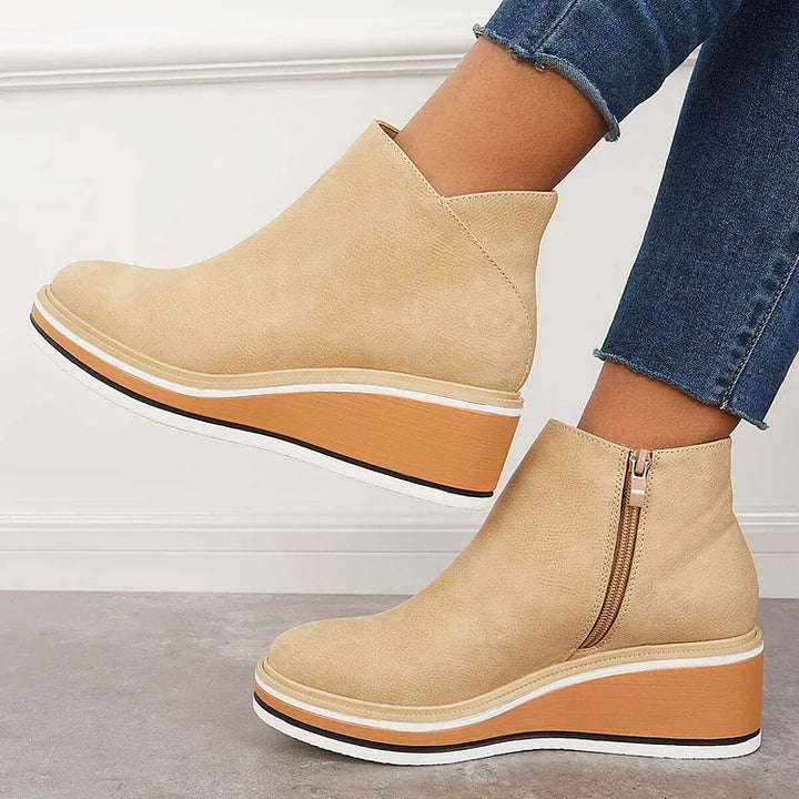 Women's Side-Zip Wedge Platform Ankle Boots
