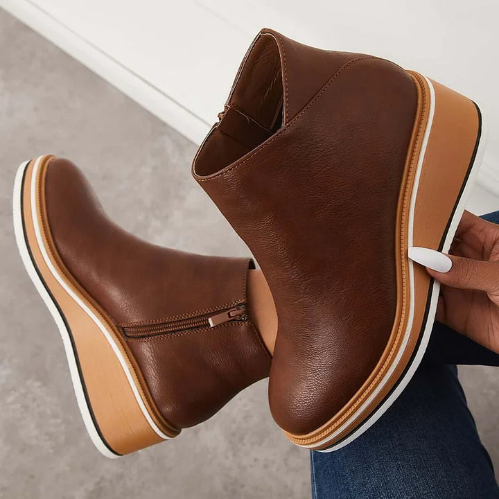 Women's Side-Zip Wedge Platform Ankle Boots