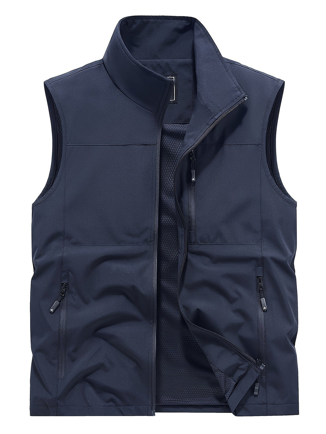 Men's Sleeveless Zip-Front Stand Collar Vest