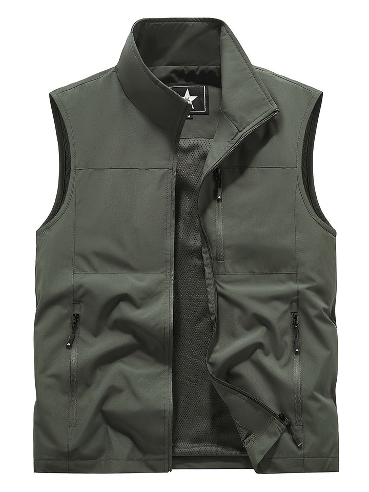 Men's Sleeveless Zip-Front Stand Collar Vest