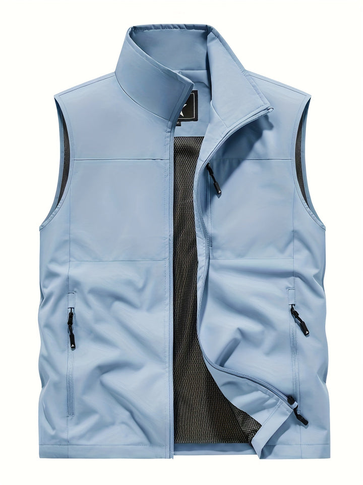 Men's Sleeveless Zip-Front Stand Collar Vest