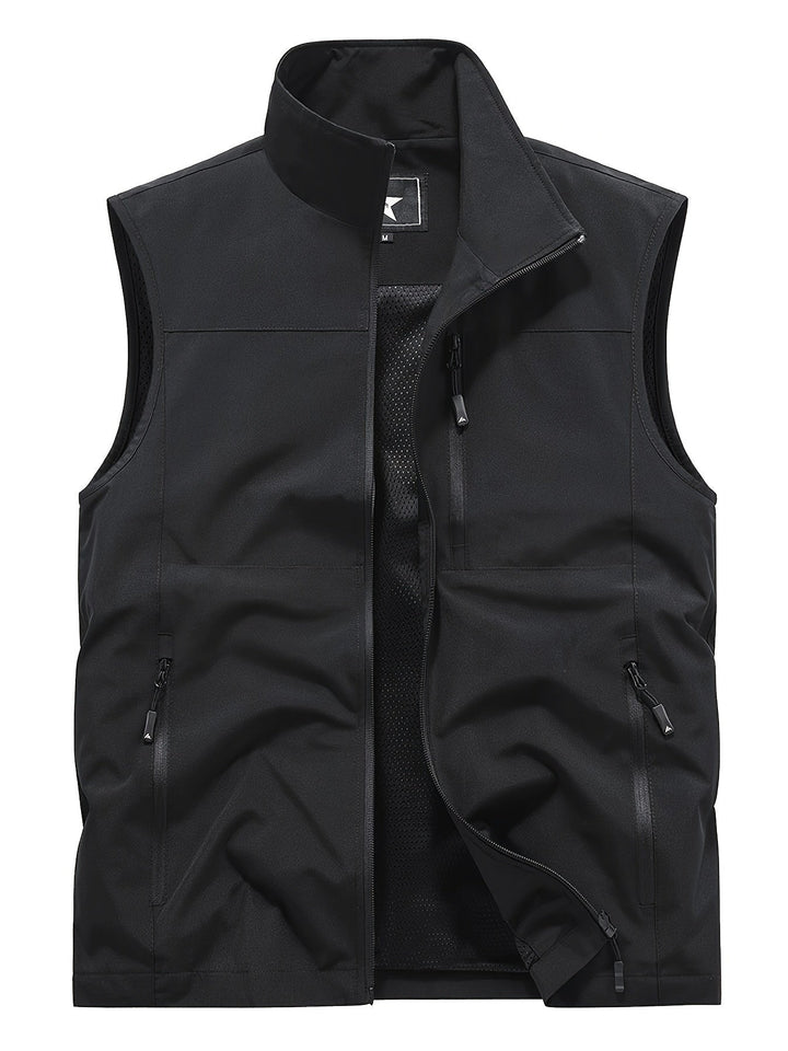 Men's Sleeveless Zip-Front Stand Collar Vest